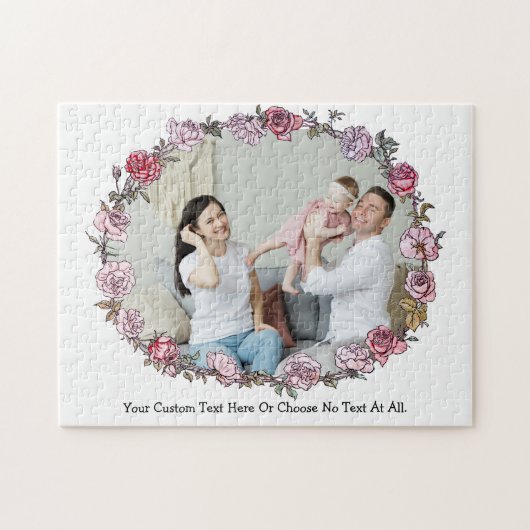 あなたの写真&文字/フローラバラフラワーズリース ジグソーパズル (横)