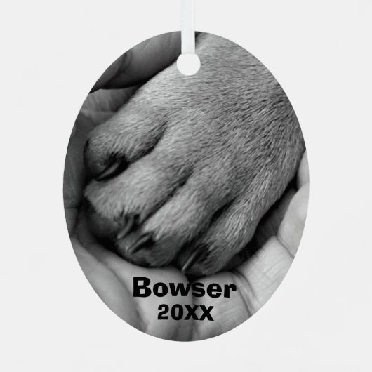 あなたの写真、画像、年のペット記念碑 メタルオーナメント (裏面)