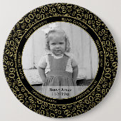 あなたの写真: 第60数パターン金ゴールドおよび黒 缶バッジ (正面)