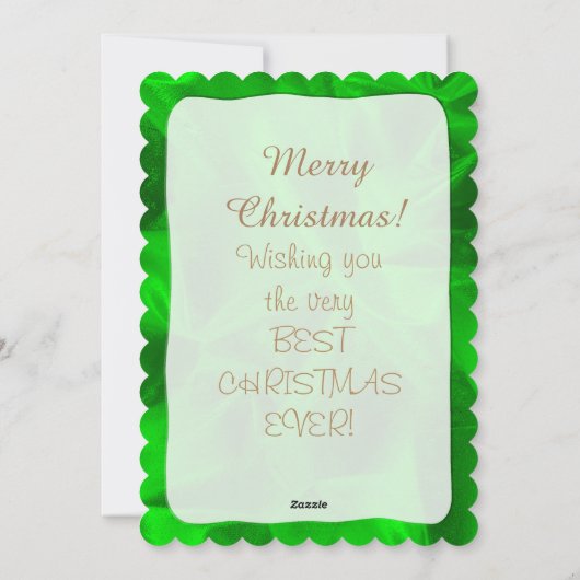 あなたの写真：緑のクリスマスオーバル写真フレーム シーズンカード