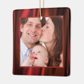 あなたの写真 – 赤い滑らかなサテンルック写真フレーム セラミックオーナメント (左)