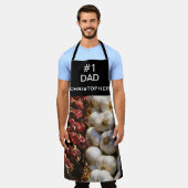 あなたの写真、#1パパ、名前、またはニンニク/ピーマン エプロン (着用した状態)