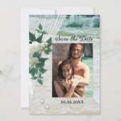 あなたの写真QRコードビーチ蘭日付カードを保存 セーブザデート (正面)