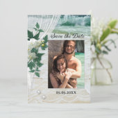 あなたの写真QRコードビーチ蘭日付カードを保存 セーブザデート (スタンド正面)