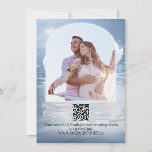 あなたの写真QR白鳥の湖は日付カードを保存 セーブザデート (裏面)