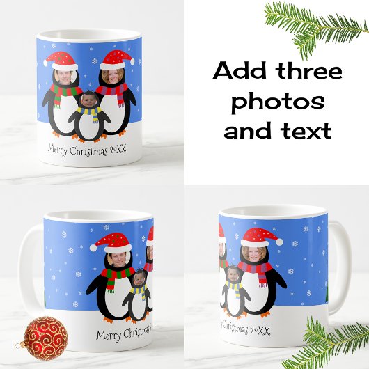 あなたの写真winter penguinsクリスマス コーヒーマグカップ