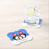 あなたの写真winter penguins家族のクリスマス ペーパーコースター (インサイチュ)