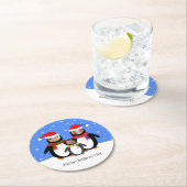 あなたの写真winter penguins家族のクリスマス ペーパーコースター (インサイチュ)