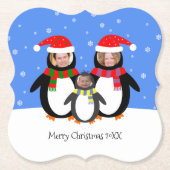あなたの写真winter penguins家族のクリスマス ペーパーコースター (正面)