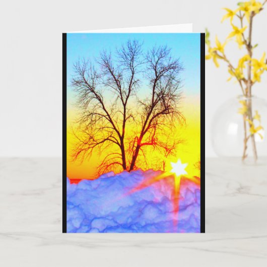 あなたの冬の日没の考えること カード (黄色い花)