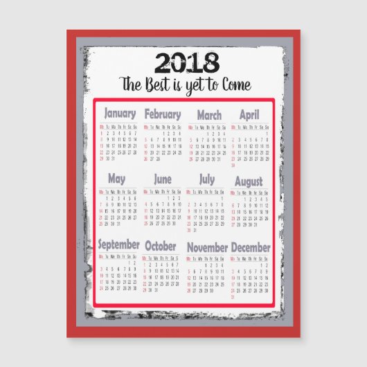 あなたの冷却装置のための2018のカレンダーのマグネティック・カード (正面)