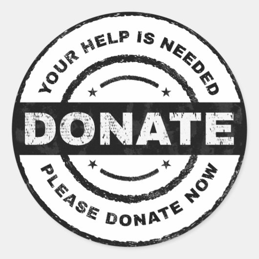 あなたの助けが必要です チャリティーのための募金ステッカー ラウンドシール (正面)