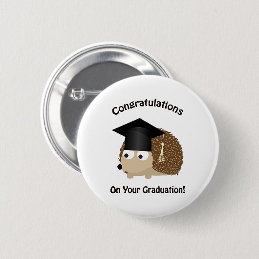 あなたの卒業のハリネズミのお祝い 缶バッジ (正面&裏面)