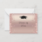 あなたの卒業パーティー招待状バラ金ゴールドグリッター ノートカード (裏面)