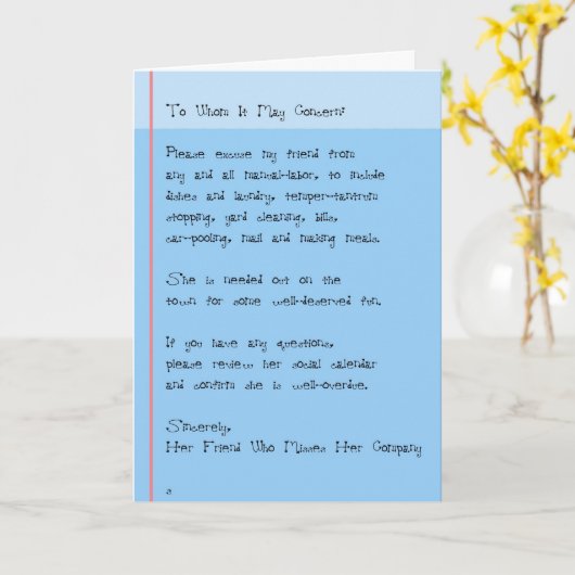 あなたの友人の考えることと出かけるおもしろいな弁解 カード (黄色い花)