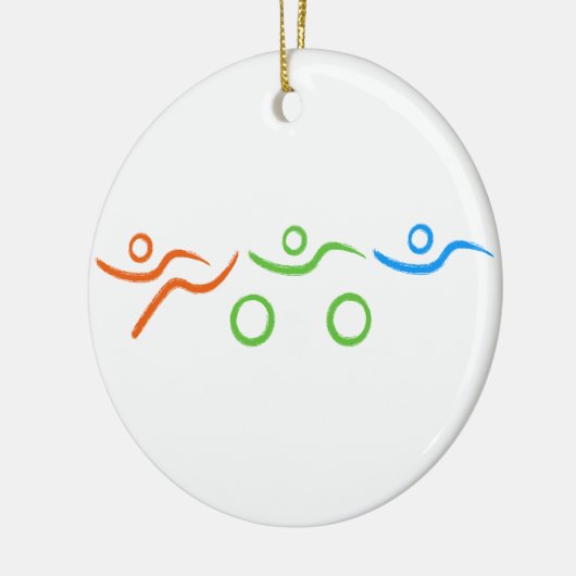 あなたの友人または家族のための素晴らしいトライアスロンのギフト セラミックオーナメント (左)