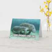 "あなたの友人愛"静まるマナティーカード カード (黄色い花)
