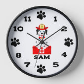 あなたの友人、火のパップブラック木製フレーム時計 壁時計 (正面)