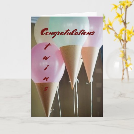 あなたの双子の誕生に愛を倍にする カード (黄色い花)