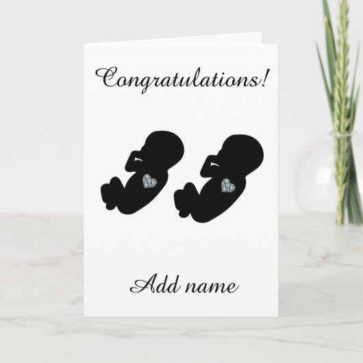 あなたの双生児の誕生のモダンなお祝い カード (正面)