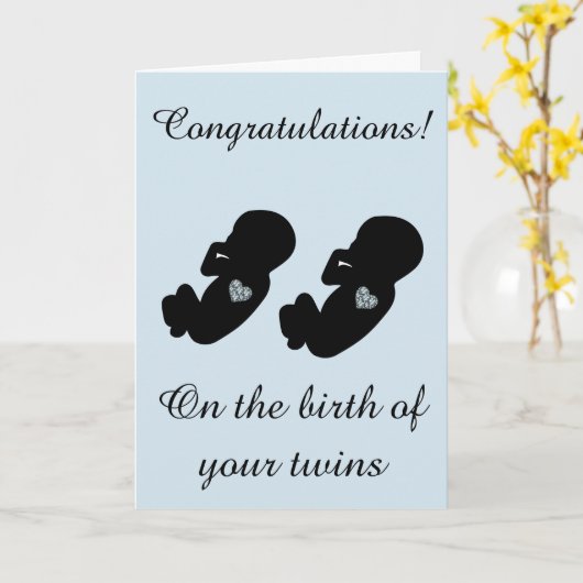 あなたの双生児の誕生のモダンなお祝い カード (黄色い花)