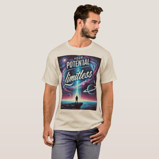 あなたの可能性は無限である – 銀河系インスパイアモティ Tシャツ (正面フル)