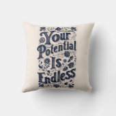 あなたの可能性は無限のベージュの背景 クッション (裏面)