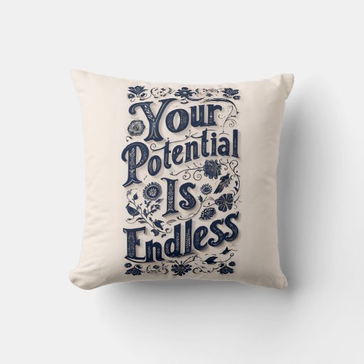 あなたの可能性は無限のベージュの背景 クッション (正面)