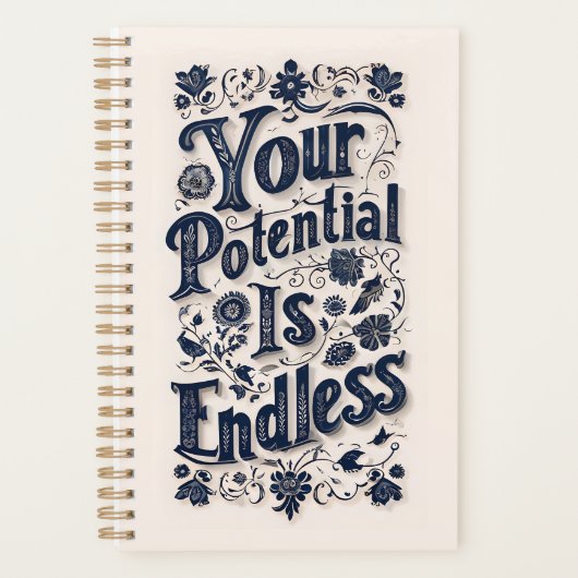 あなたの可能性は無限のベージュの背景 プランナー手帳 (正面)
