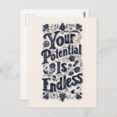 あなたの可能性は無限のベージュの背景 ポストカード (正面/裏面)