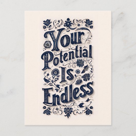 あなたの可能性は無限のベージュの背景 ポストカード (正面)