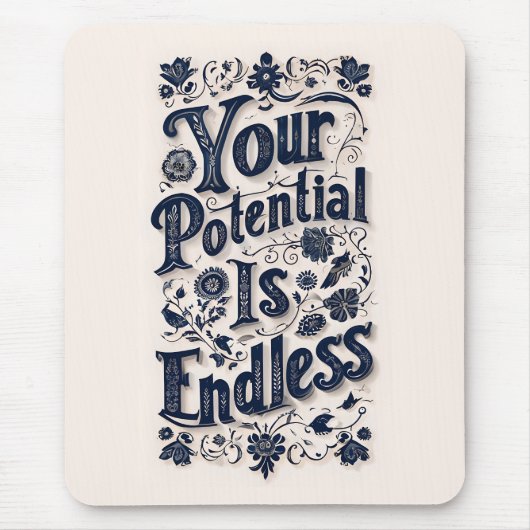あなたの可能性は無限のベージュの背景 マウスパッド (正面)