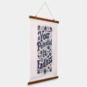 あなたの可能性は無限のベージュの背景 吊り下げ型タペストリー (傾斜あり)