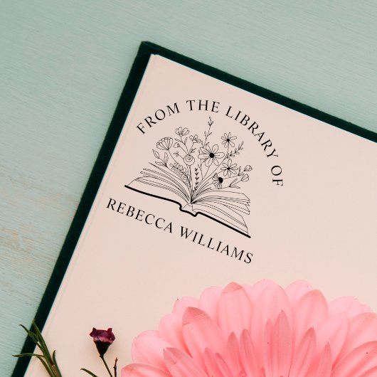 あなたの名の下に 開いた本 & 図書館の花より セルフインキングスタンプ