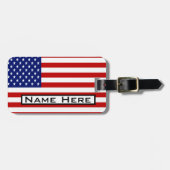 あなたの名カッコいい前モノグラムと非常にアメリカの国旗 ラゲッジタグ (正面横)