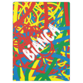 あなたの名カラフル前ホットメイスレッドブルーイエローグリーン クリップボード (裏面)