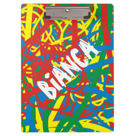 あなたの名カラフル前ホットメイスレッドブルーイエローグリーン クリップボード