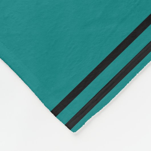 あなたの名前およびイニシャルのティール（緑がかった色）の黒く及び白い原稿- フリースブランケット (角)