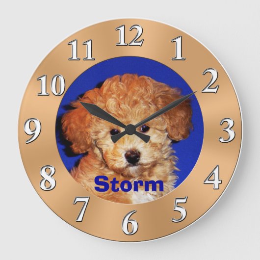 あなたの名前および写真が付いている写真の時計 ラージ壁時計 (正面)