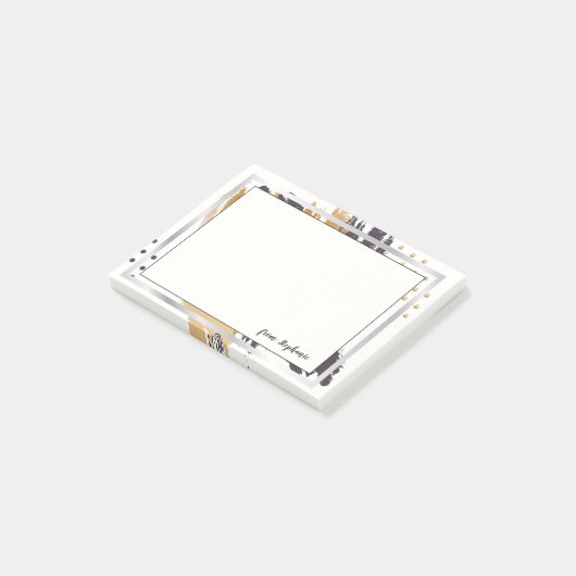 あなたの名前から |金ゴールドと黒のブラシストローク ポストイット (アングル)