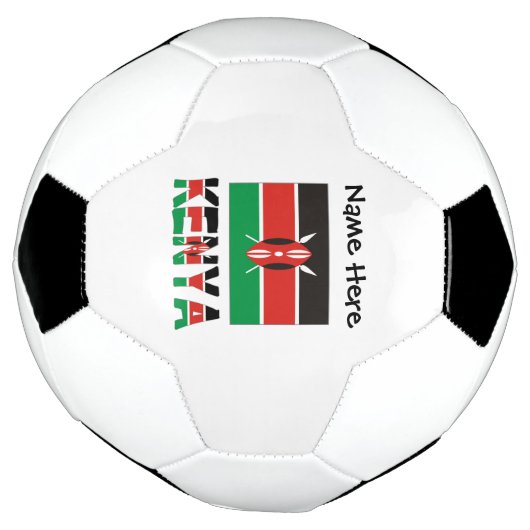 あなたの名前がサッカーと並べられたケニア国旗 サッカーボール (回転)
