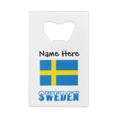あなたの名前が入ったスウェーデンとスウェーデンの国旗 クレジットカード栓抜き (裏面)