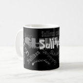 あなたの名前が誇り高き黒のデザインのマグカップに! コーヒーマグカップ (正面左)