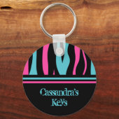 あなたの名前でキュートなゼブラ印刷 キーホルダー (正面)