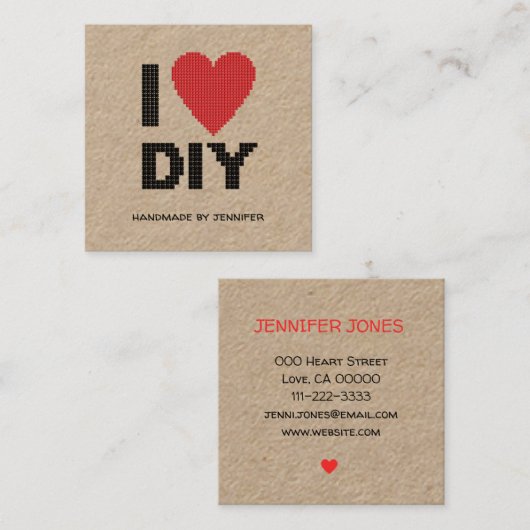 あなたの名前で手作りされたDIYが大好きパーソナライズされた スクエア名刺 (正面/裏面)