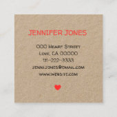 あなたの名前で手作りされたDIYが大好きパーソナライズされた スクエア名刺 (裏面)