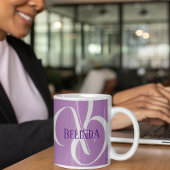 あなたの名前とイニシャルラベンダーパープルグレー コーヒーマグカップ