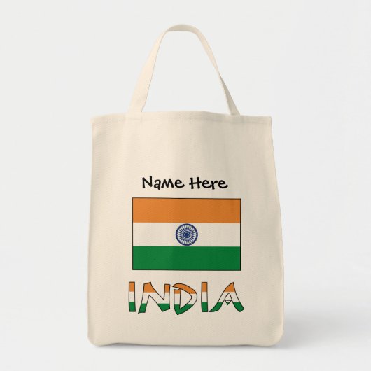 あなたの名前とインドの国旗 トートバッグ (正面)
