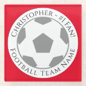 あなたの名前とサッカーチームの名前 ガラスコースター (正面)