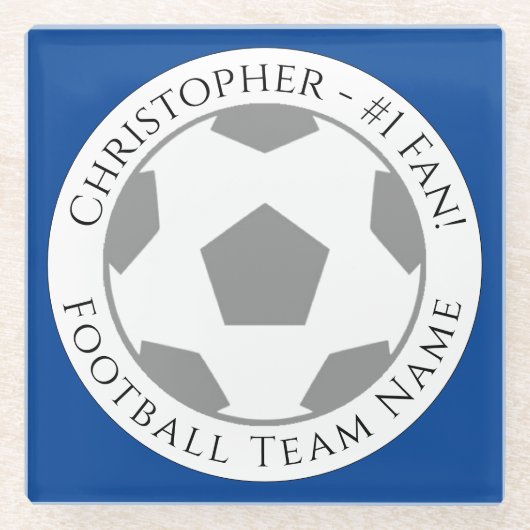 あなたの名前とサッカーチーム名ガラスのコースター ガラスコースター (正面)